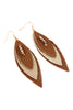 THREE LAYER FRINGE LEATHER MARQUISE EARRINGS