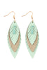 THREE LAYER FRINGE LEATHER MARQUISE EARRINGS