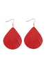 FRINGED PEAR SHAPED LEATHER EARRINGS