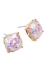 HDE2565 - FACETED GLITTER CUSHION ACRYLIC POST EARRINGS