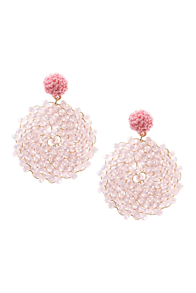 HDE2596 - SWIRL PATTERN RONDELLE DROP EARRINGS