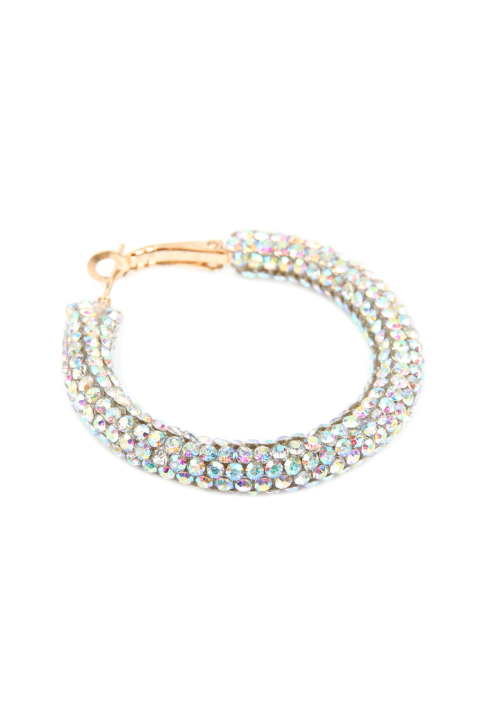 RHINESTONE COATED HOOP EARRINGS