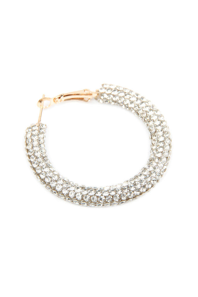 RHINESTONE COATED HOOP EARRINGS