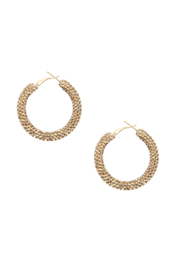 RHINESTONE COATED HOOP EARRINGS