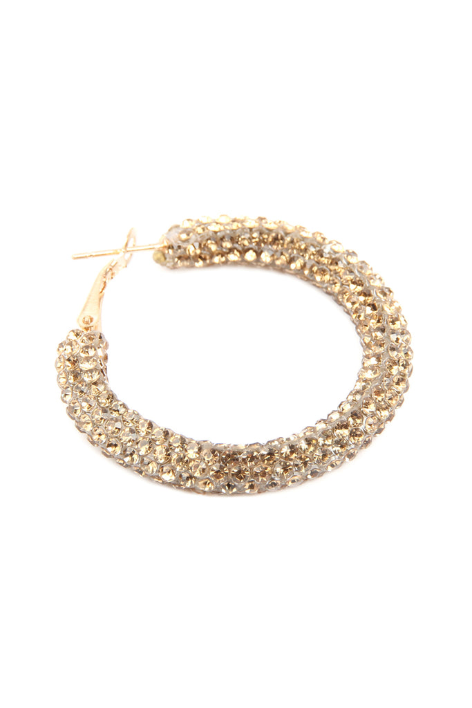 RHINESTONE COATED HOOP EARRINGS