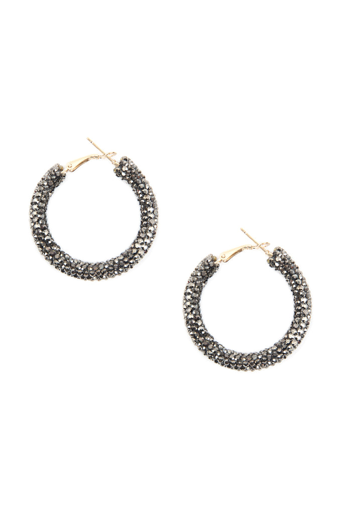 RHINESTONE COATED HOOP EARRINGS