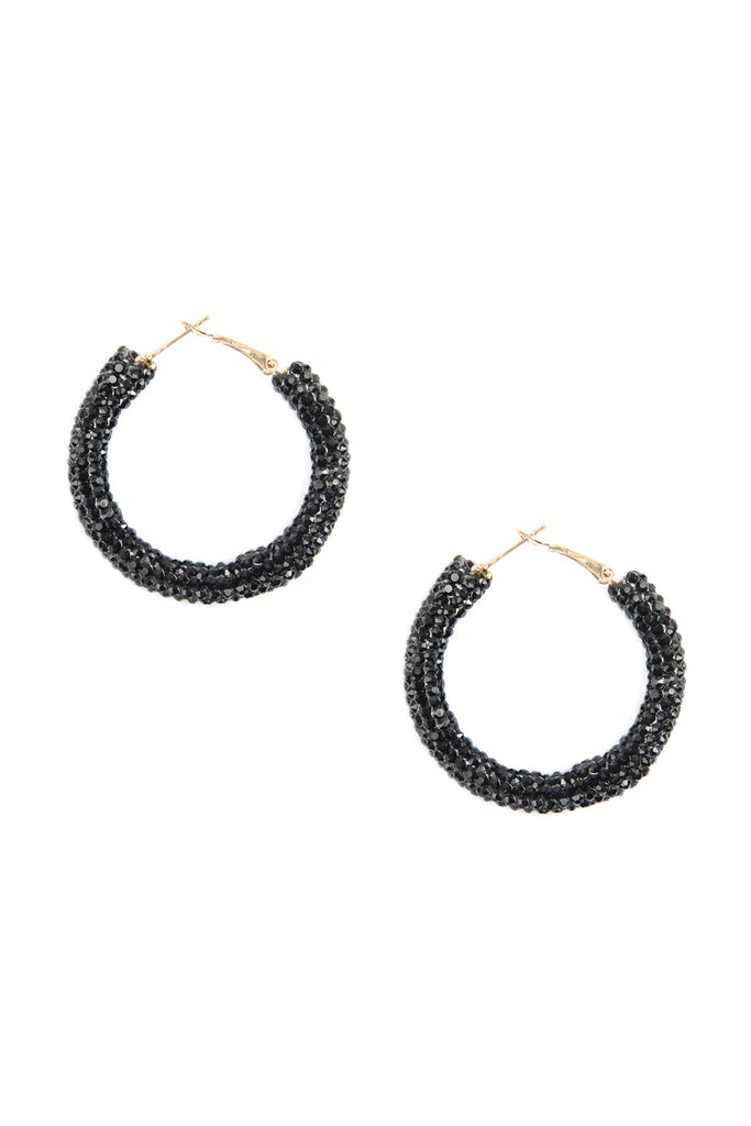 RHINESTONE COATED HOOP EARRINGS