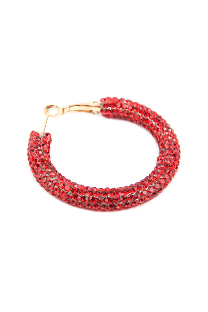 RHINESTONE COATED HOOP EARRINGS