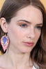 THREE LAYER USA ACCENT LEATHER DROP EARRINGS