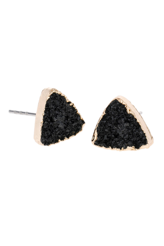 TRIANGLE DRUZY STONE STUD EARRINGS