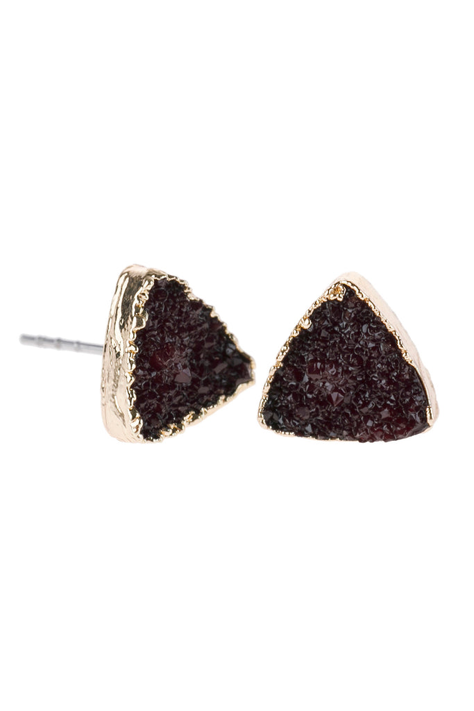 TRIANGLE DRUZY STONE STUD EARRINGS