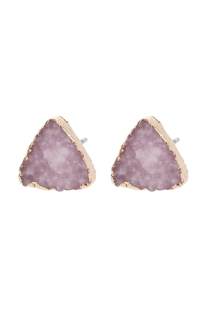 TRIANGLE DRUZY STONE STUD EARRINGS