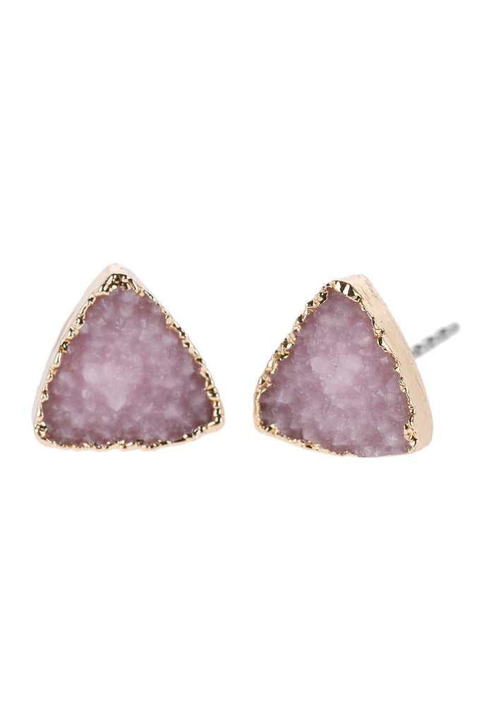 TRIANGLE DRUZY STONE STUD EARRINGS