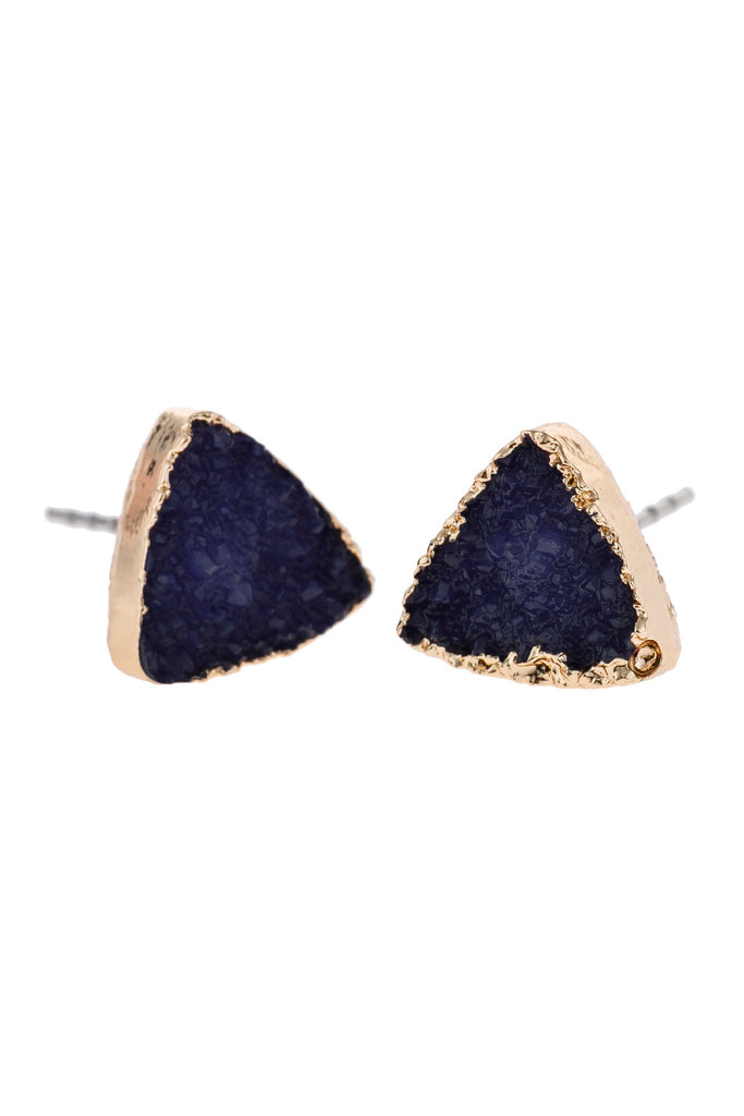 TRIANGLE DRUZY STONE STUD EARRINGS