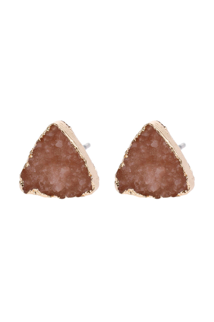 TRIANGLE DRUZY STONE STUD EARRINGS