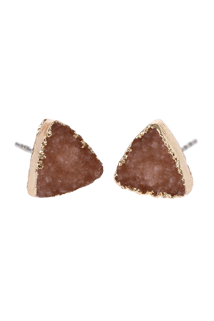 TRIANGLE DRUZY STONE STUD EARRINGS