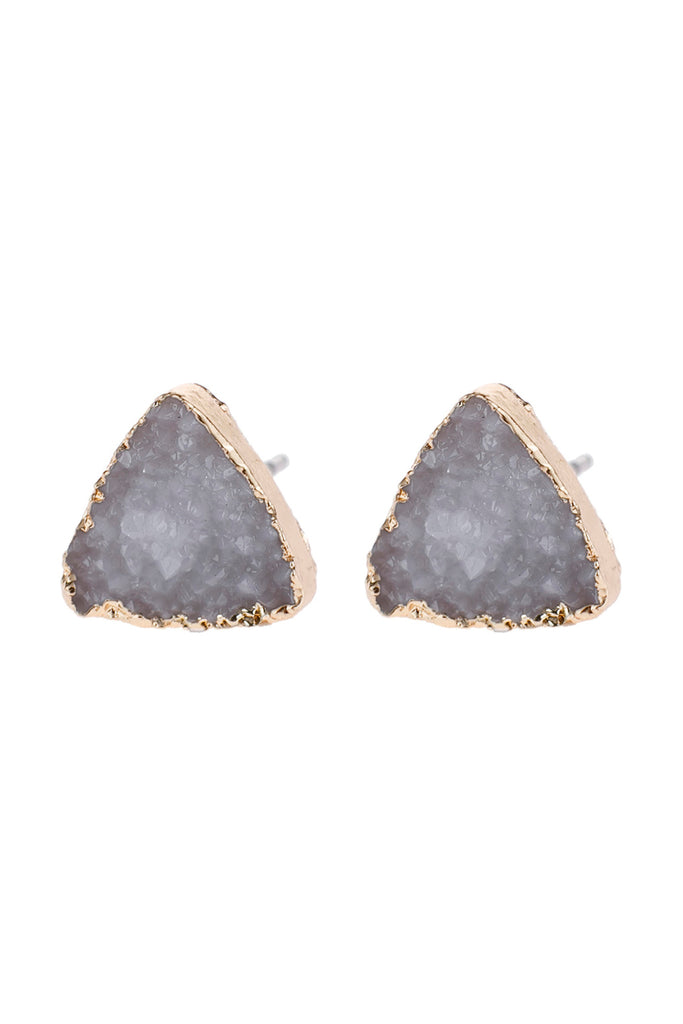 TRIANGLE DRUZY STONE STUD EARRINGS