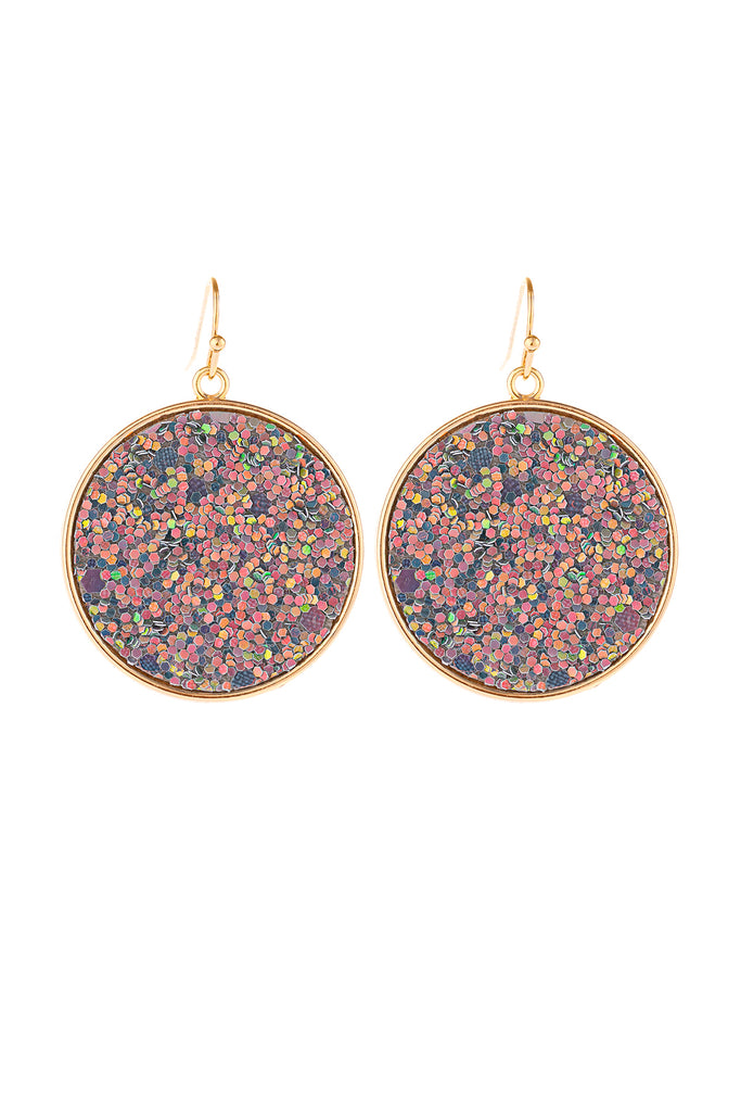 HDE3063 - DISC SEQUIN LEATHER DROP EARRINGS