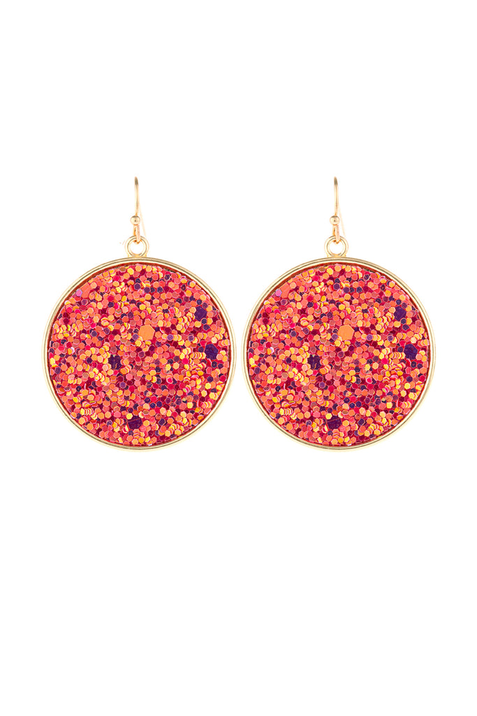 HDE3063 - DISC SEQUIN LEATHER DROP EARRINGS