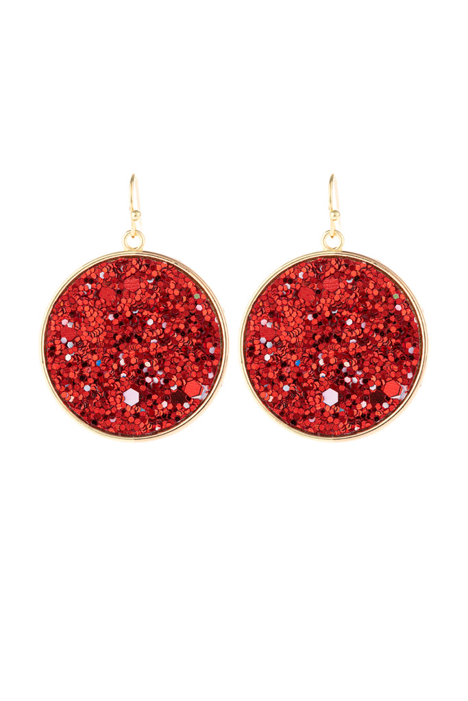 HDE3063 - DISC SEQUIN LEATHER DROP EARRINGS