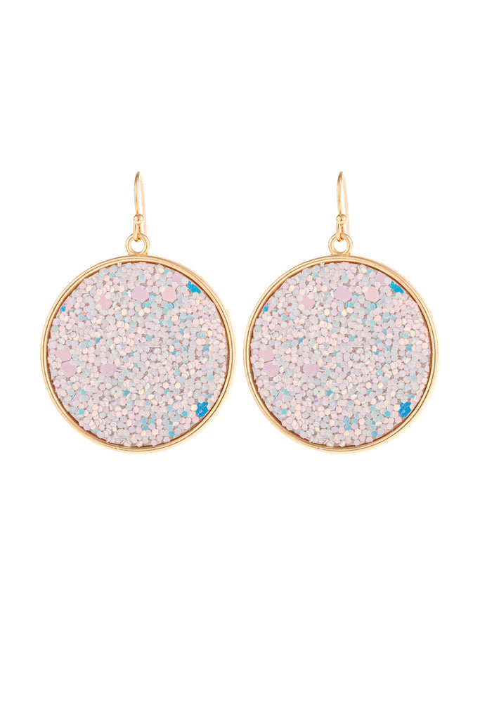 HDE3063 - DISC SEQUIN LEATHER DROP EARRINGS