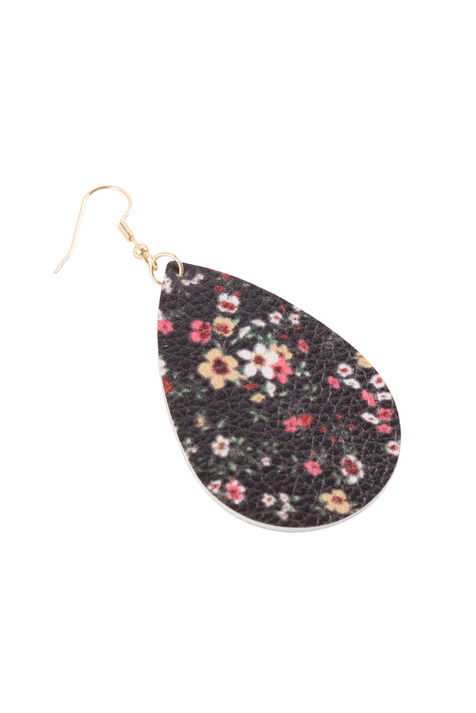 HDE3219 - FLORAL PRINTED PEAR-SHAPED EARRINGS