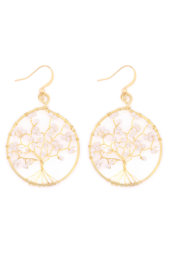 HDE3396 - TREE OF LIFE ROUND HOOK EARRINGS