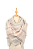 LIGHT GRAY PINK BLANKET FRINGE SCARF