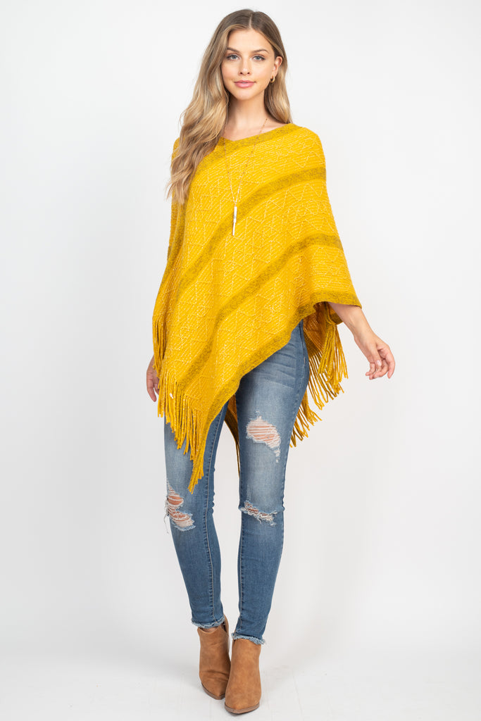 WAVE PATTERN STRIPE PONCHO