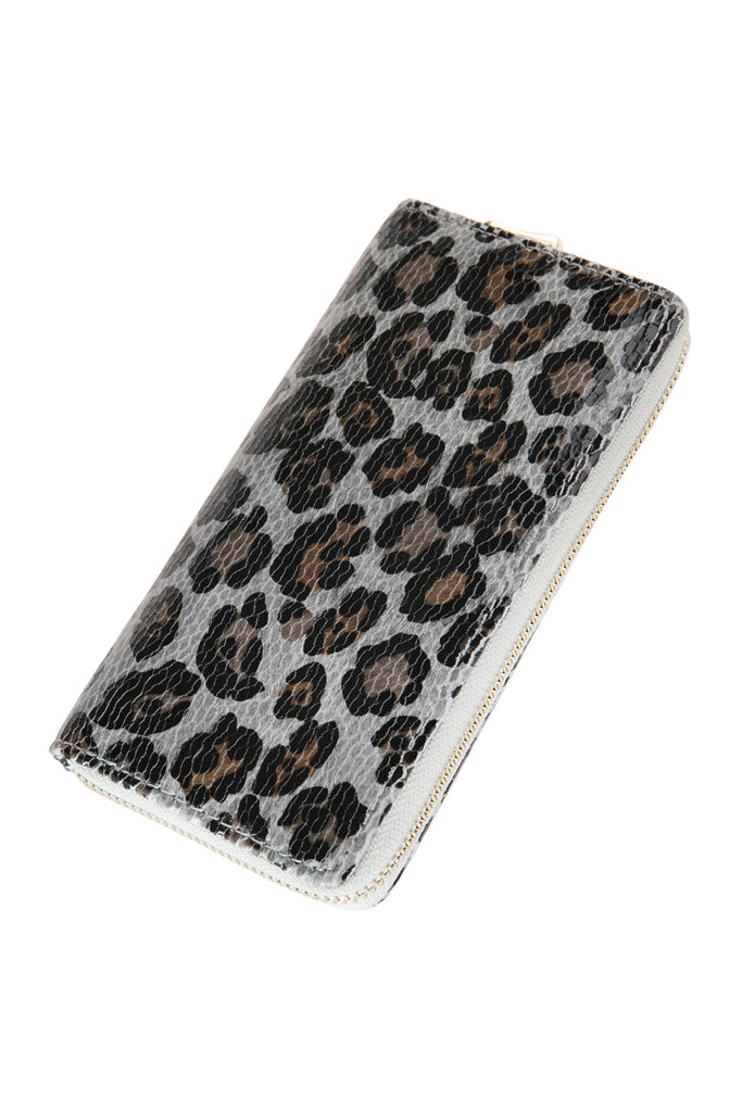 HDG2684 - LEOPARD PRINTED LEATHER SINGLE ZIPPER WALLET