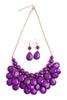 HDN1212 - TEARDROP BUBBLE BIB NECKLACE AND EARRING SET