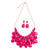 HDN1212 - TEARDROP BUBBLE BIB NECKLACE AND EARRING SET