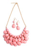 HDN1212 - TEARDROP BUBBLE BIB NECKLACE AND EARRING SET