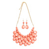 HDN1212 - TEARDROP BUBBLE BIB NECKLACE AND EARRING SET