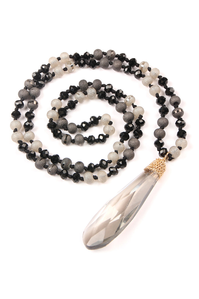 HDN2241 - TEARDROP GLASS RONDELLE BEAD NECKLACE