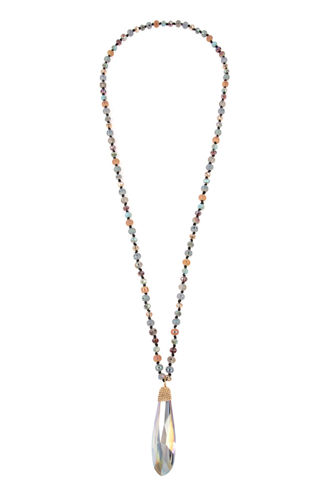 HDN2241 - TEARDROP GLASS RONDELLE BEAD NECKLACE