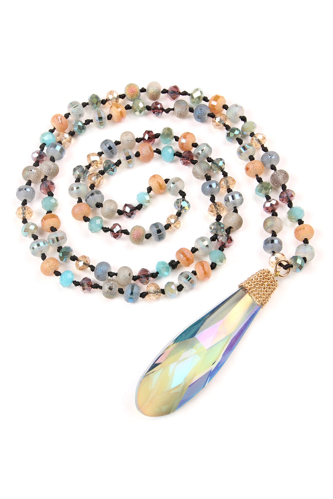 HDN2241 - TEARDROP GLASS RONDELLE BEAD NECKLACE