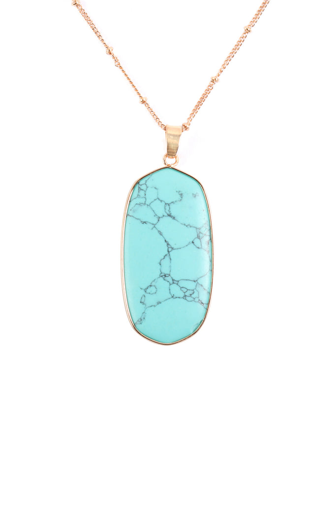 HDN3184 - STONE PENDANT CHARM NECKLACE