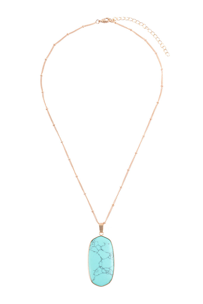 HDN3184 - STONE PENDANT CHARM NECKLACE