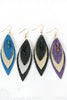 THREE LAYER FRINGE LEATHER MARQUISE EARRINGS