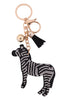 ZEBRA RHINESTONE TASSEL KEYCHAIN