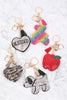 KC440X015 - APPLE RHINESTONE TASSEL KEYCHAIN