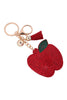 KC440X015 - APPLE RHINESTONE TASSEL KEYCHAIN