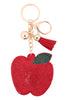 KC440X015 - APPLE RHINESTONE TASSEL KEYCHAIN