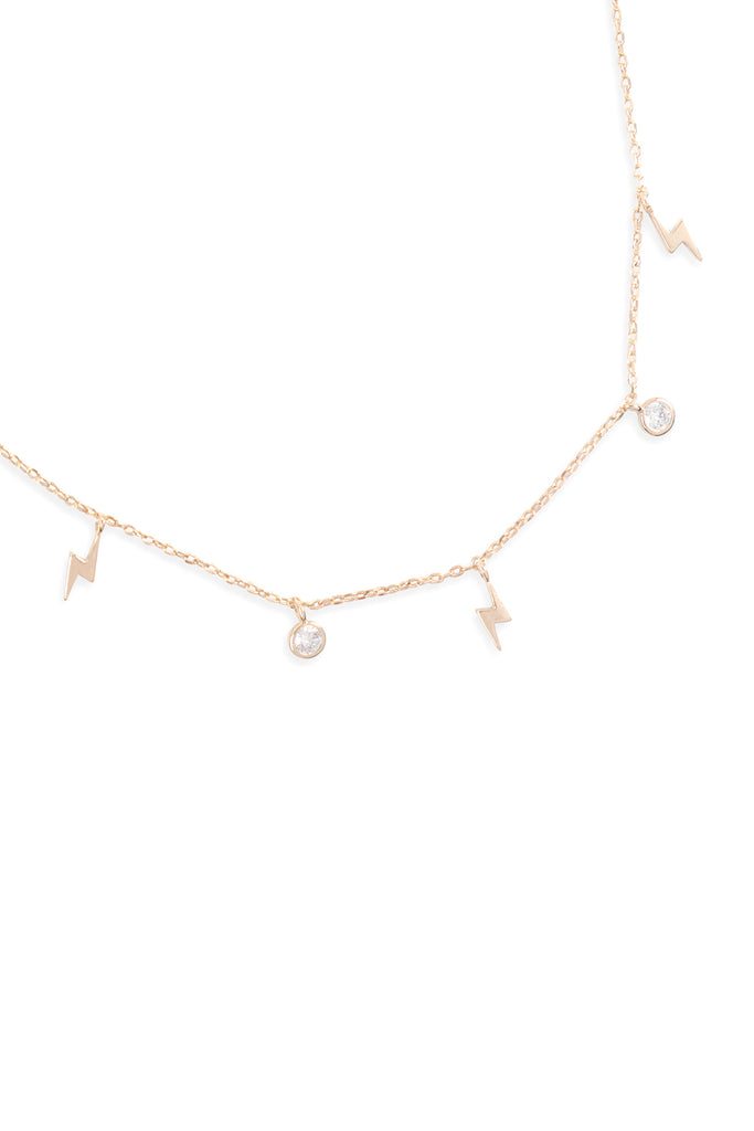 LNB201 - LIGHTNING ZIRCONIA DAINTY CHAIN NECKLACE