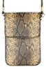 SNAKE SKIN CELLPHONE CROSSBODY WITH CLEAR WINDOW