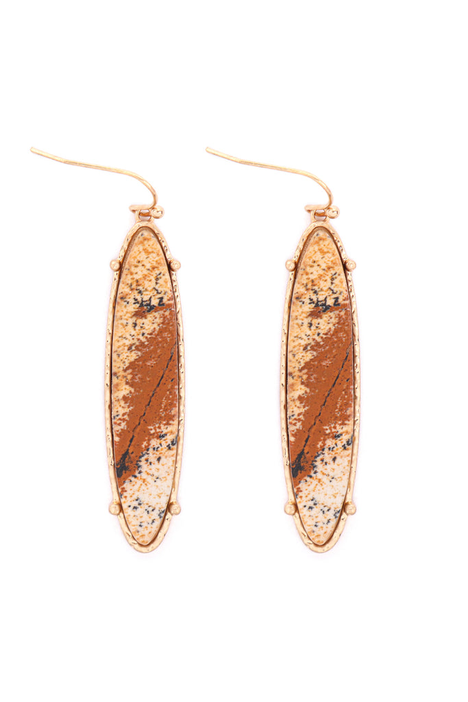 ME3154 - SEMI PRECIOUS OVAL DROP FISH HOOK EARRINGS