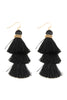 THREE LAYERED THREAD TASSEL EARRINGS