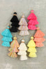 THREE LAYERED THREAD TASSEL EARRINGS