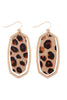 ME4725 - LEOPARD OVAL CAST GENUINE LEATHER EARRINGS